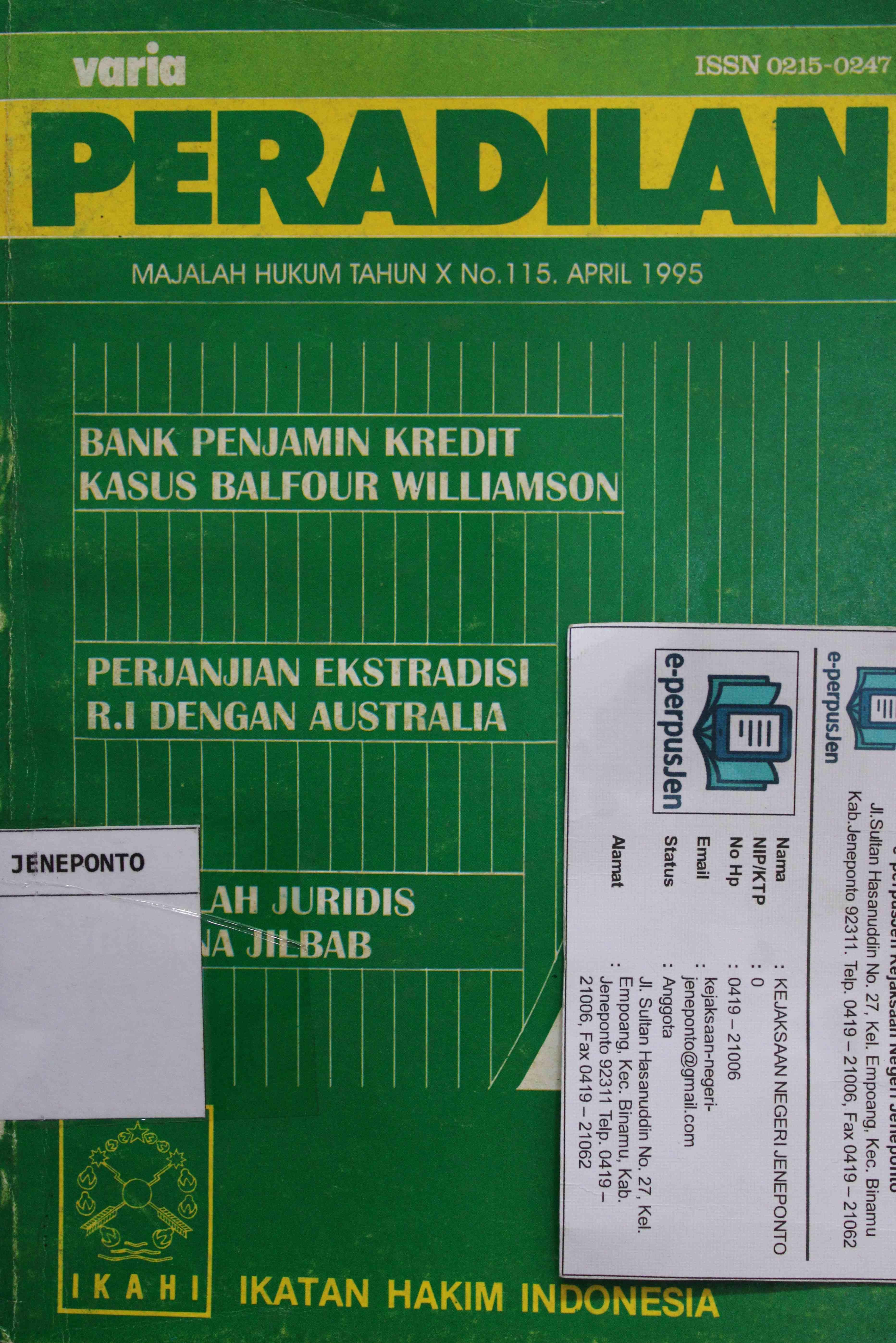Varia Peradilan Majalah Hukum Tahun X No 115 April 1995